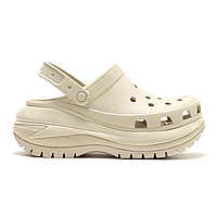 Crocs Mega Crush Clog Bone Original, Кроксы мега краш на платформе оригинал женские бежевые с коробкой