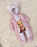 Спальник + комбінезон для новонароджених дівчаток, рожевий з принтом Зайчик, фото 4