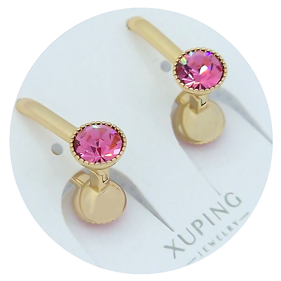 Сережки ХР. Позолота 18К. Камені: Swarovski. Довжина: 15 мм, ширина: 13 мм