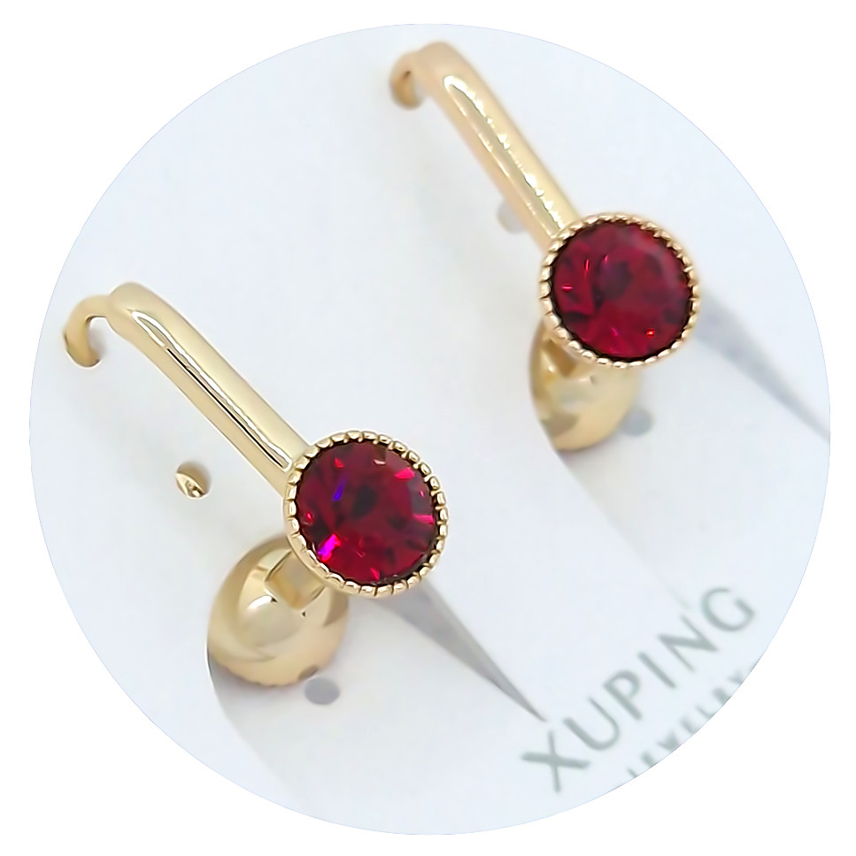 Сережки ХР. Позолота 18К. Камені: Swarovski. Довжина: 15 мм, ширина: 13 мм