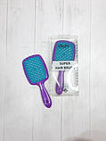 Гребінець для волосся Super Hair Brush Фіолетовий з блакитним iC227, фото 2