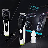 Аккумуляторная машинка для стрижки и окантовки волос с регулятором длины VGR V-028 Professional