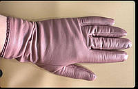 Перчатки кожаные женские на натуральной шерсти пудравые Pitas 1199_7,5