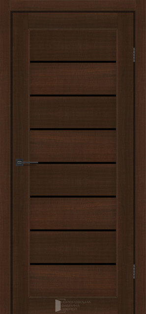 Двері міжкімнатні КФД/ KFD PANAMA Каштан з чорним склом, фото 1