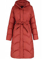 Женская куртка зимняя - удлиненная с поясом, оранжевая Volcano L