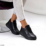 Базові чорні шкіряні жіночі кросівки натуральна шкіра ПІД ЗАМОВЛЕННЯ, фото 3
