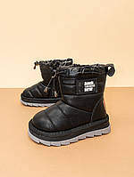 Зимове взуття для дівчинки хлопчика чорні чобітки уггі черевики 24 черные детские зимние угги Paliament