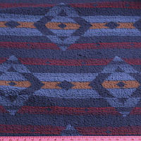 Флис шерпа синий темный, бордово-бежевый орнамент, ш.162 (15013.005)