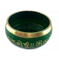 Чаша поющая бронзовая " Будда" зеленая ( d-13.8 см h-6.5 см)