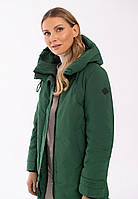 Женское пальто зимнее - куртка удлиненная с капюшоном, зеленое Volcano