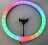 Кольорова кільцева лампа RGB 36 см із кріпленням для телефона, фото 5