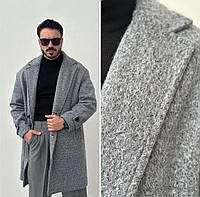 Кашемировое пальто мужское серого цвета, Пальто серое мужское кашемировое оверсайз M