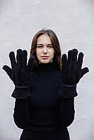 Флисовые перчатки женские Unity черные, зимние теплые перчатки, перчатки с застежкой BRM