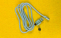 Магнітний USB кабель 2,5 А з заглушкою Type-C, сіро-чорний