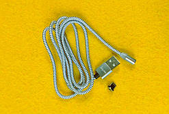 Магнітний USB кабель 2,5 А з заглушкою Lightning, сіро-чорний