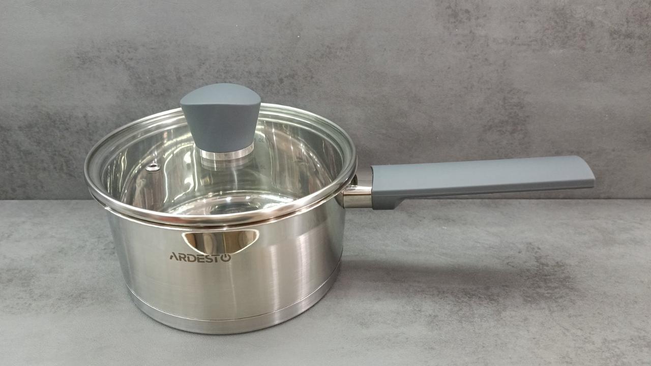 Ківш з кришкою з батилітовою ручкою з високоякісної нержавіючої сталі 1500мл. Ardesto 3615G