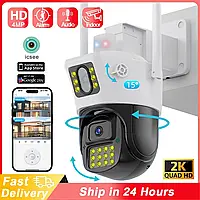 360° IP Камера P12-QQ6 Wi-Fi 3MP+3MP, Уличная видеокамера с Доступом из Любой Точки Мира!