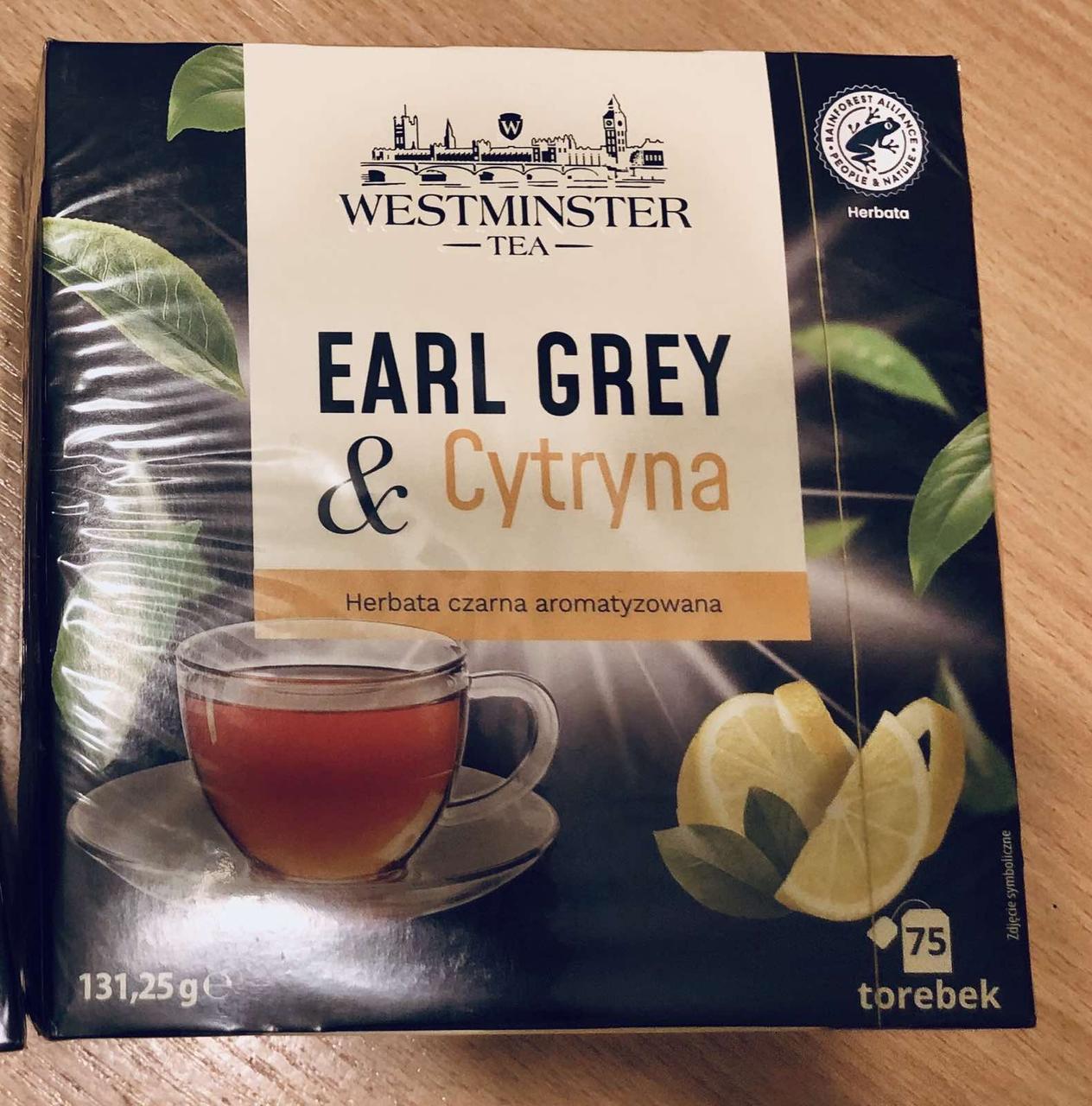 Чай у пакетиках з бергамотом і лимоном Westminster Earl Grey (cytryny) 75 шт., Німеччина