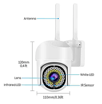 Камера відеоспостереження, вулична IP WIFI V60 TUYA 4MP, Поворотна камера відеоспостереження, Вулична відеокамера, фото 3