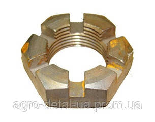 Гайка 85.32.114 корончаста М42х3 колінчастої осі фіксації напрямного колеса гусеничного трактора ДТ-75, фото 1
