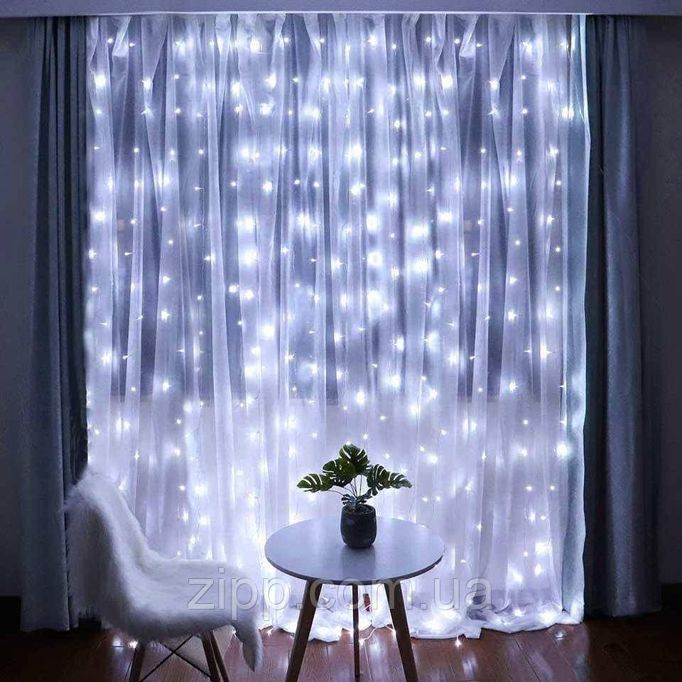 Гірлянда водоспад матовий шар 3*2 м Холодний білий 280 LED