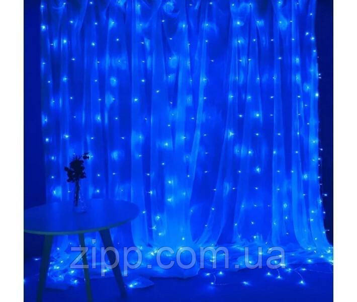 Гірлянда водоспад матовий шар 3*3 м Синій 400 LED