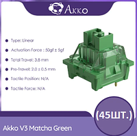 Набор Akko V3 Pro Matcha Green Switches 3 Pin 50gf Linear Switch свитчи переключатели Akko 45 шт.