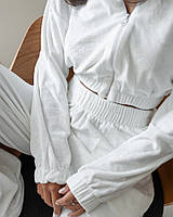 Спортивный костюм женский белый велюровый Красивый модный женский велюровый спортивный костюм