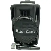 Большая и мощная портативная акустическая колонка Bluetooth Su-Kam BT 100D беспроводной микрофон (12v\220v)