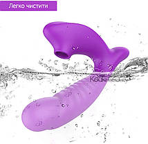 Вакуумний жіночий вібратор для клітора і точки G з 10 режимами темний фіолет, фото 2