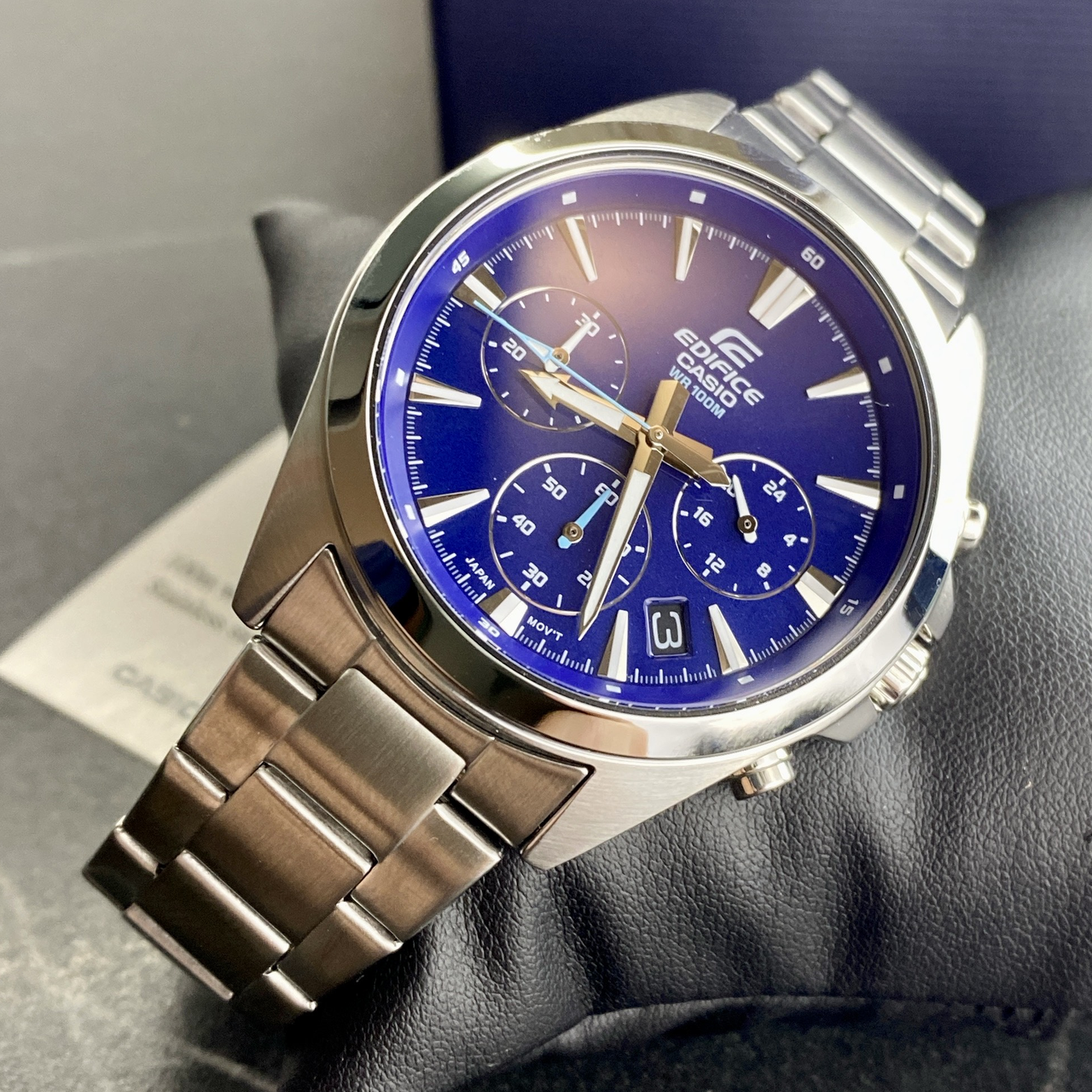 Чоловічий годинник із синім циферблатом Casio Edifice з датою водонепроникні сталеві Годинники Касіо наручні EFV-630, фото 1