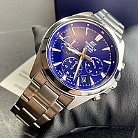Чоловічий наручний годинник кварцовий сталевий з датою Casio Edifice EFV-630 Годинники Касіо водонепроникні хронограф