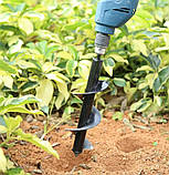 Бур садовий земляний для дриля, спіральне свердло 10x30см, фото 2