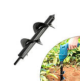 Бур садовий земляний для дриля, спіральне свердло 10x30см, фото 3