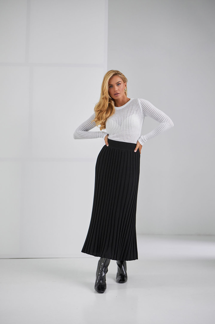 В'язана спідниця плісе чорна