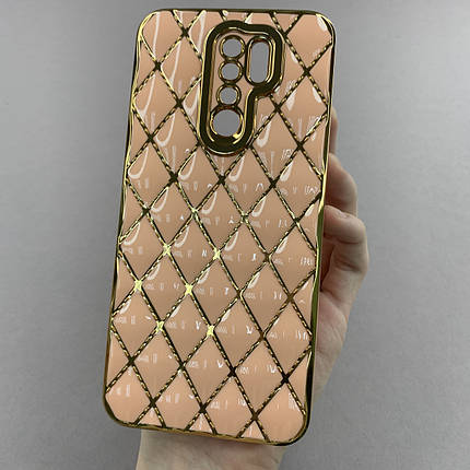 Чохол для Xiaomi Redmi 9 чохол із золотою окантовкою на телефон сяомі редмі 9 пудровий w0u, фото 1