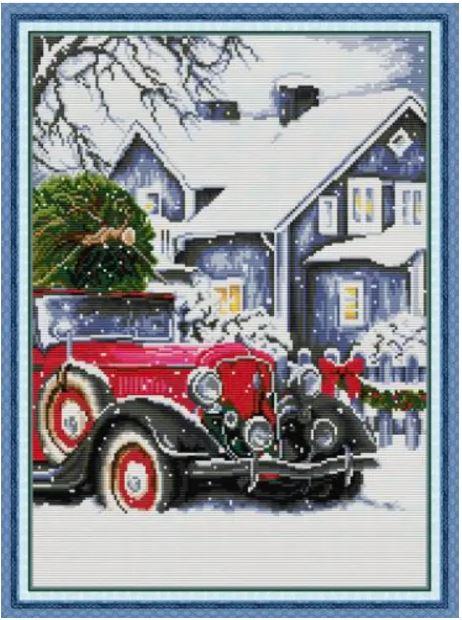 Набір для вишивання за нанесеною на канву схемою "Christmas is coming". AIDA 14CT printed, 34*46 см