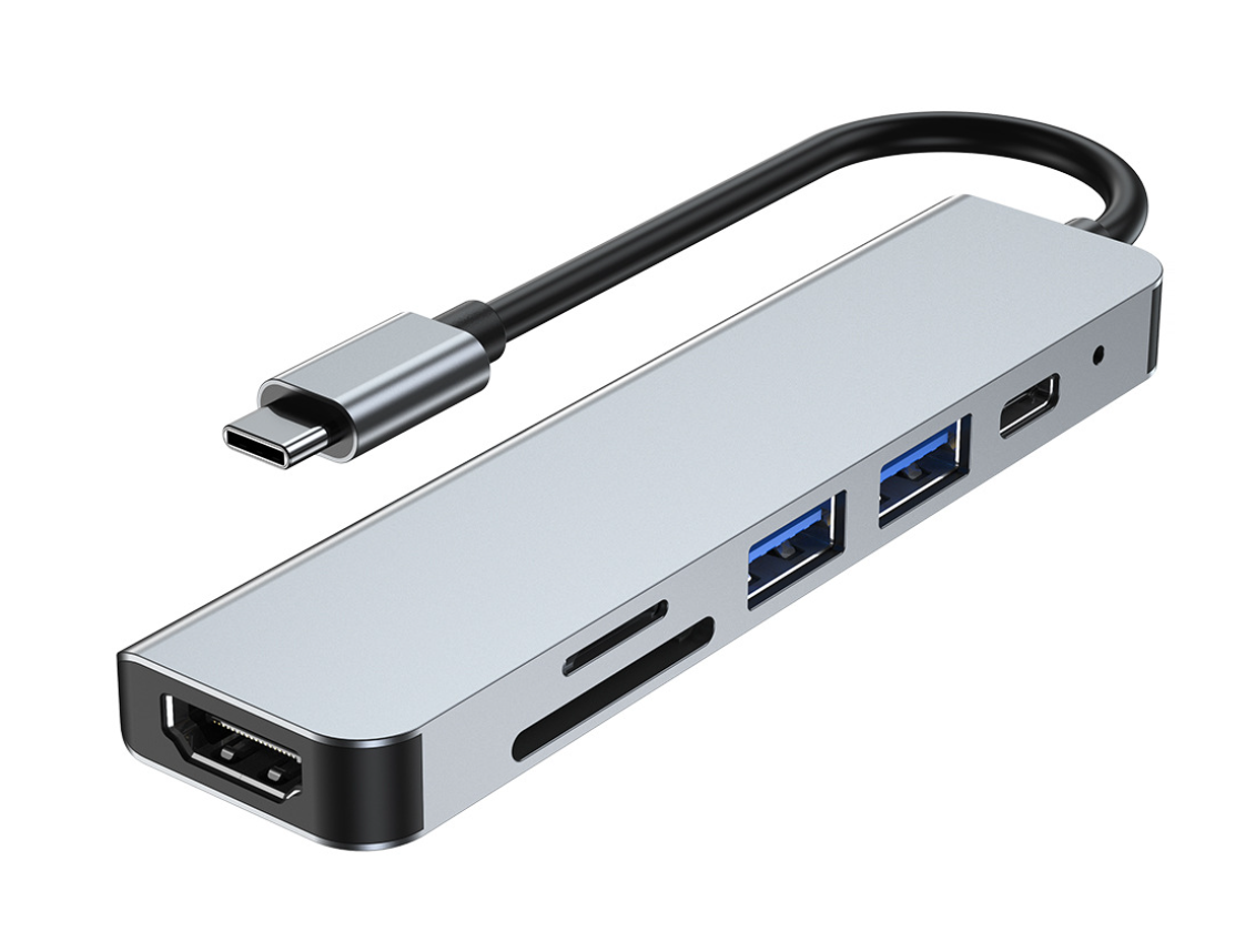 Док станція Deepfox-2010 6 в 1 USB Type-C концентратор для ноутбука 6 портів HDMI картридер