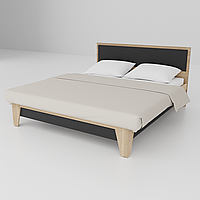 Ліжко двоспальне Сканді Неман 160х200 дуб пісочний/білий графіт, Непідйомне