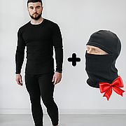 Термобілизна чоловіча зимова на флісі чорна BioActive, Розмір XXL + Подарунок Флісова Балаклава / Термо кофта + штани