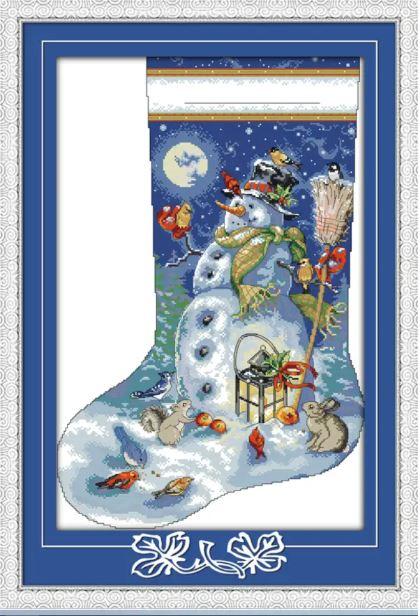 Набір для вишивання за нанесеною на канву схемою "Christmas stocking 3". AIDA 14CT printed 42*60 см