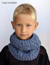 Зимовий шарф-хомут на флісі Зиґзаґ Сіро-блакитний