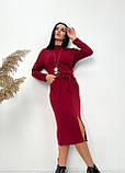 Жіноча Тепла Сукня міді з поясом та розрізом на нозі, подвійна ангора | Стильне Плаття 50-52 та 54-56 р., осінь/зима | Батал, фото 4