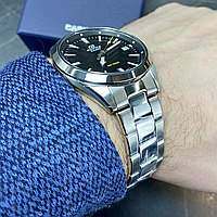 Наручний годинник з датою кварцові водонепроникні годинники з чорним циферблатом сталеві чоловічі Casio Edifice 100D