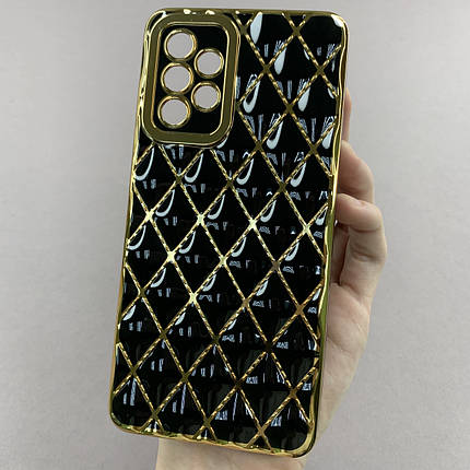 Чохол для Samsung Galaxy A52 золотий чохол із ромбіками із захистом камери на самсунг а52 чорний w0u, фото 1