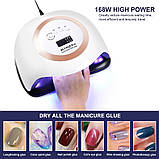 LED UV LED-льод уф лампа для манікюру педикюру нарощування нігтів для сушіння гель-лаку BLUEQUE V1 168W, фото 8