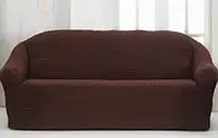 Накидка чехол на 3-х вместительный диван от 170 до 230 см. коричневый