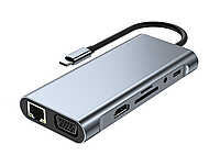 Хаб Док станция Deepfox-2110 11 в 1 USB Type-C концентратор для ноутбука 11 портов