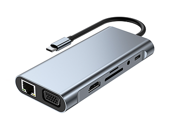 Хаб Док станція Deepfox-2110 11 в 1 USB Type-C концентратор для ноутбука 11 портів