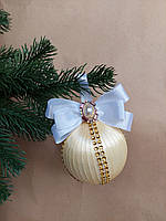 Новогоднее украшение на елку, ручной работы из пенопласта, диаметр 10см шампань